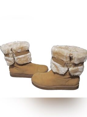 Women's Tan Faux Fur Lined Winter Ankle Boots